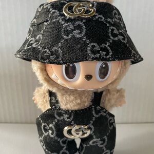 Black DESIGNER Jumpsuit & HAT Labubu OUTFIT - Doll NOT Included